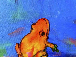 orange frog, detail from biotope I, 2024