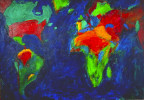 planeta azul / blue planet, 2025, técnica mista s. tela e tecido, 120x170cm